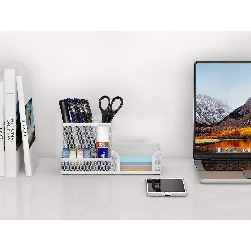 Stationery Organisers Desk Organiser Tray, Desk Tidy And Desk Tidy Organiser, Desktop Organiser For Pens, Sticky Notes & Office Supplies, Small Desk Organiser, Metal With Anti-Slip Pads, Stylish Indus