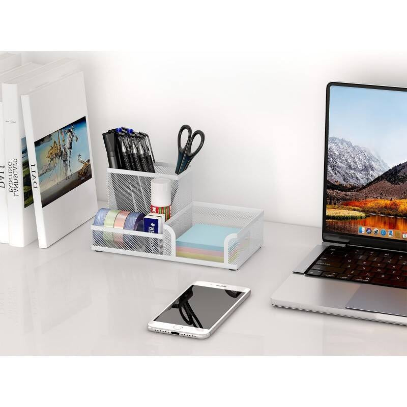 Stationery Organisers Desk Organiser Tray, Desk Tidy And Desk Tidy Organiser, Desktop Organiser For Pens, Sticky Notes & Office Supplies, Small Desk Organiser, Metal With Anti-Slip Pads, Stylish Indus